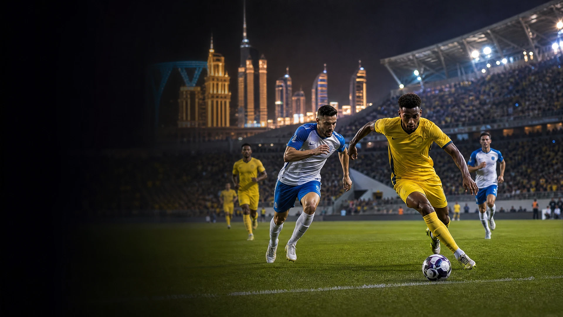Editorial Saudi night stadium scene for Al-Nassr versus Abha match context