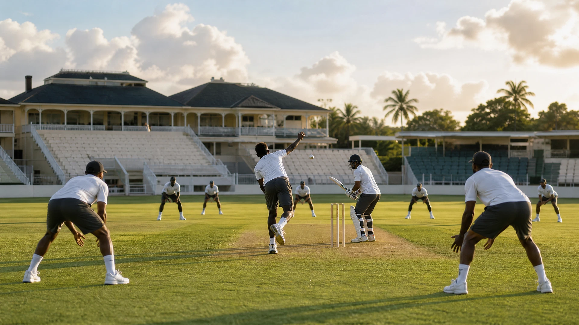 Neutral Caribbean Premier League final cricket illustration at Kensington Oval with finalists to be confirmed
