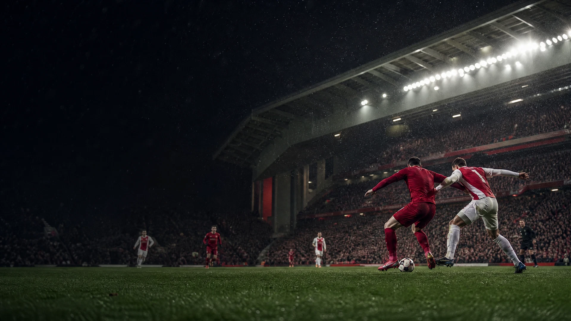 Editorial football stadium scene for Liverpool versus Atletico Madrid match context